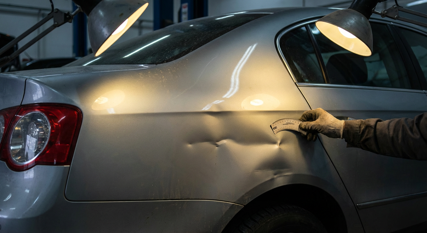 Dent Repair — Rear Quarter Panel — before repair