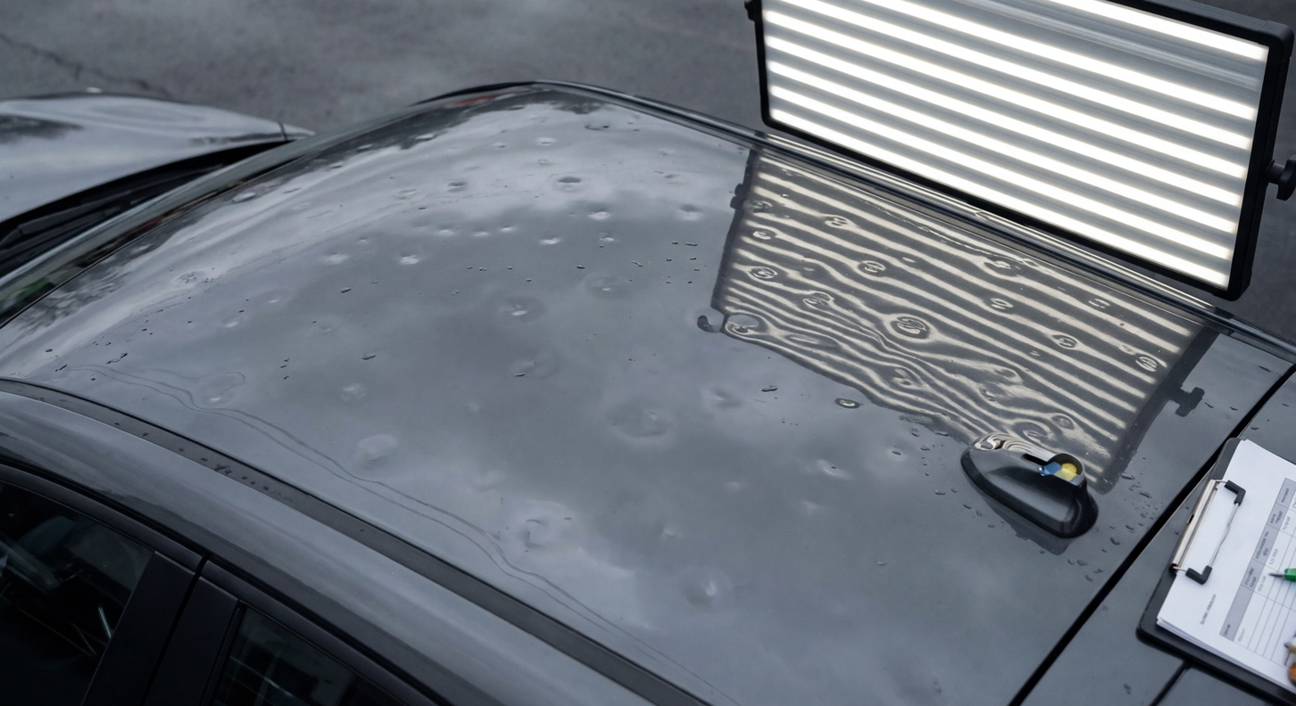 Hail Damage — Roof Panel — before repair